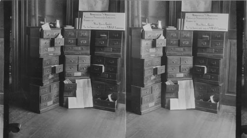 U&U Library of Stereographs. N.Y. City. [Extension Stereograph Cabinets Ordered by Miss Helen Gould For Her Home and Several YMCA Libraries]