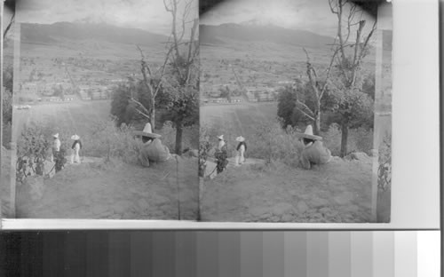 Over Ameca Meca N.E. to Ixtaccihuatl (woman in white) from Sacro Monte. Mexico