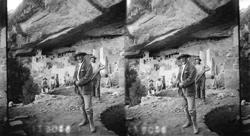 Cliff Palace (S.S.E.), largest of Prehistoric homes in Mesa Verde National Park. Colorado. [William Henry Holmes B. 1844, D. 1933. Photog: Elmer Underwood, 1909] 9/87 RM See Prominent Person for variant