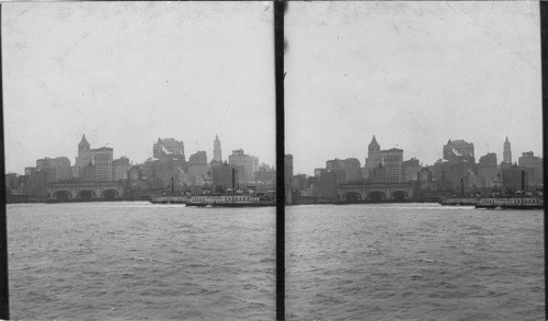 Lower Manhattan as seen from incoming steamer, New York