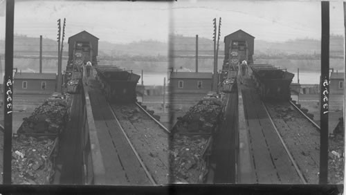 Loading cars ascending empties descending at the tipple, Coal Mine, Pittsburgh, Pa