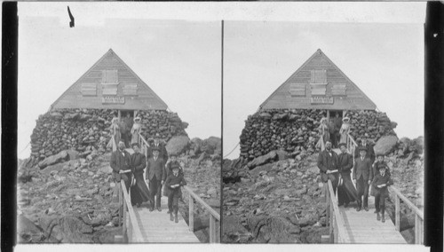 The old Tip-Top House on Mt. Washington's Summit, 6,290 feet above the Sea. New Hampshire