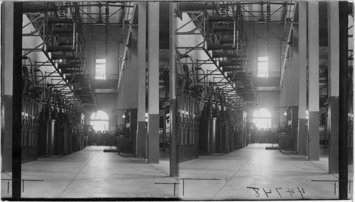 The Great Falls sub-station for compressing air for use in the copper mines, Anaconda Copper Co. Pres. & Party in distance. Montana. Copper