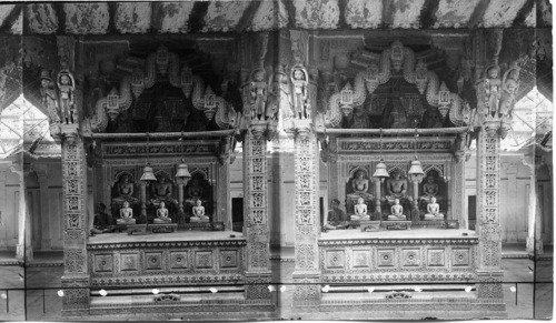 Richly carved Buddhist altar of Parsnath at Longaner India