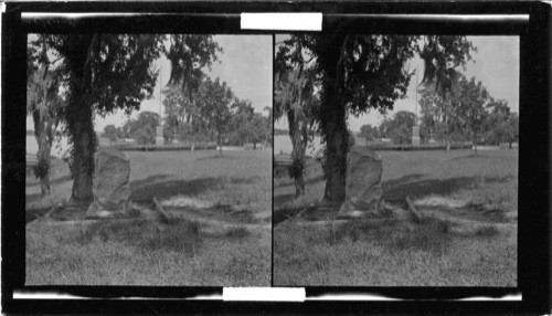 San Jacinto Battlegrounds. [You are looking at a monument that marks the spot where Col. Sam Houston lay wounded on the bank of the Buffalo Bayou when his men presented to him the captured Santa Anna. #16/50]