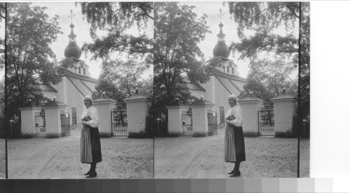 Costume and cathedral, Leksand, Sweden