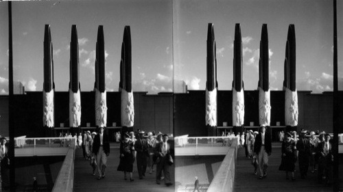 The Pylons of the Hall of Social Science Bldg. S. along the Bridge connecting with Federal Bldg