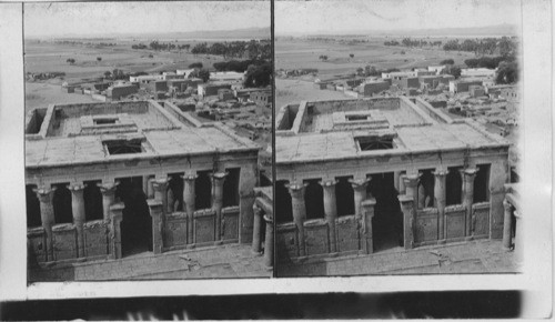 The wonderfully preserved temple of Edfu seen (N.) from top of first Pylon. Egypt