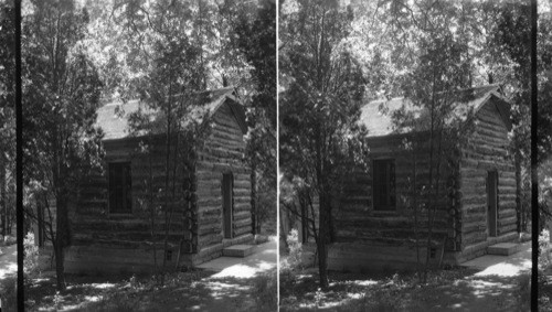 Title: Log cabin. Remarks: Mr. Winslow history. Stereo #1000. Focal L.: 5 1/2 in F26 Photographer: Dare Photographer No. 114