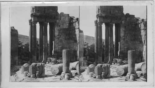 Beautiful Pillars on East Side of Ruins Temple of Jupiter Baalbec Syria