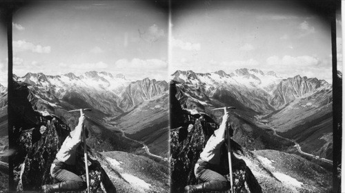 Roger's Pass and Hermit Range from Summit of Mount Abbott, Glacier, B.C. Glacier