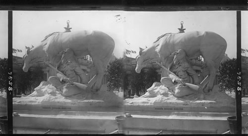 "Pioneer seeking shelter", a realistic group on the Plaza, Louisiana Purchase Exposition