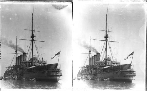 Flagship Diadem of the British Asiatic Fleet, one of the finest ships in the British Navy, Manila Harbor