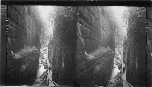 The Flume, New Hampshire Looking down the Rocky Gorge of Flume - Franconia Notch, White Mts, N. H