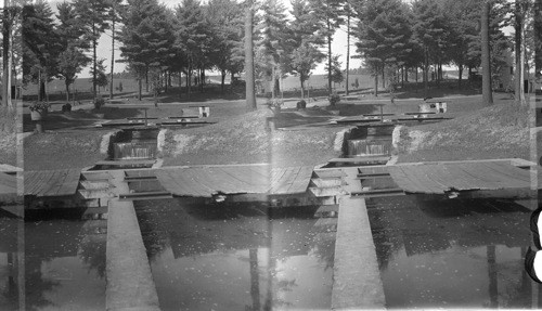 Parks at Corry Hatchery Showing Falls to Aerate the Water. Pennsylvania