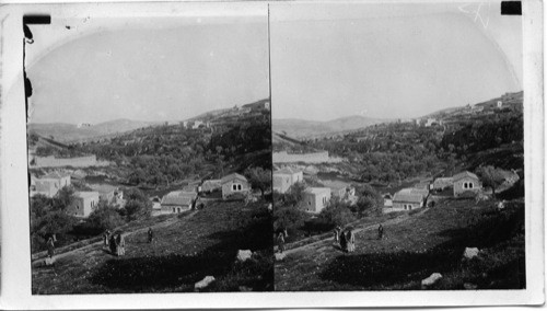 Looking eastward over the valley of Hinnon near Jerusalem Palestine