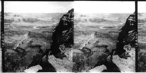 The winding Colorado looking E. N.E. up the river from Bissell's Pt. Grand Canyon. Ariz