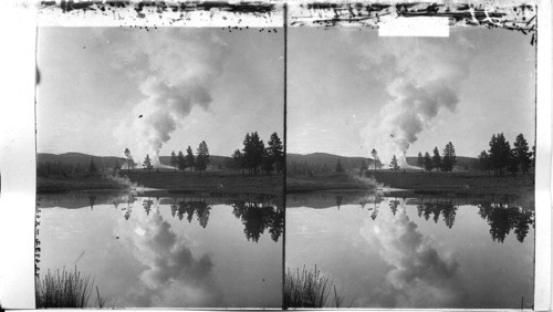 Mirrored Beauty of Majestic "Old Faithful", East to Continental Divide. Yellowstone, N. Park, Yellowstone