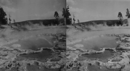 Crater of Turban in Foreground and Grand Geyser, Upper Geyser Basin, Yellowstone Nat. Park