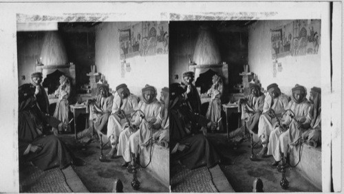 Arab leisure in a coffee house of Mosul. Mesopotamia