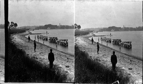 NE Shore of Bay View Island Morning Bath Drill. Conn