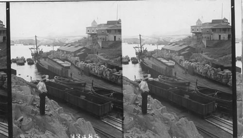 W. from N. side of island, showing wharves, etc. Mollendo. Peru