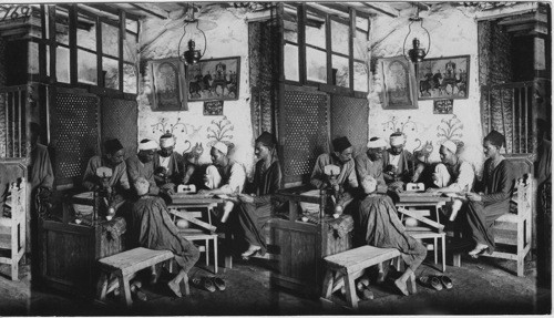 Interior of a Coffee House, Cairo, Egypt