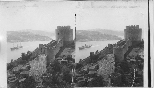 Southeast across Bosphorus from first Turkish citadel of Europe. Constantinople Turkey
