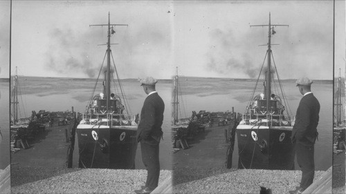 Fishing schooner & harbor, Canso, N.S. Canada