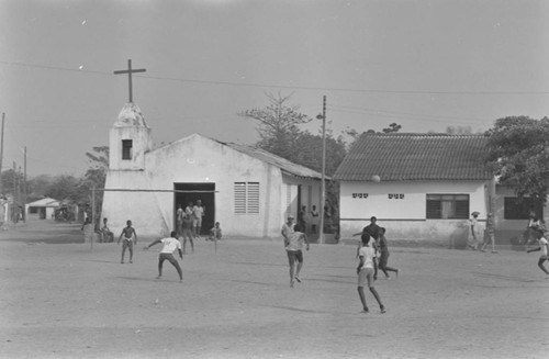 Soccer in the village square, San Basilio de Palenque, 1978