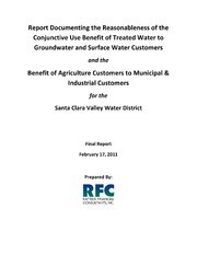 Report Documenting The Reasonableness of The Conjunctive Use Benefit of Treated Water To Groundwater and Surface Water Customers