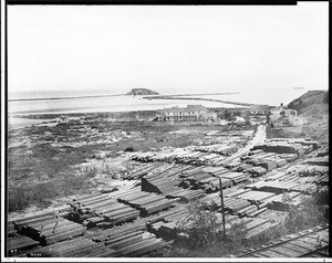 Timm's Landing and the San Pedro Harbor from the bluff, ca.1883
