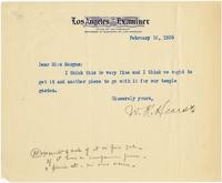 Letter from William Randolph Hearst to Julia Morgan, February 16, 1926