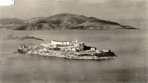 [Aerial view of Alcatraz Island]