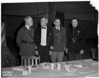 Lieut. Gen. John L. DeWitt posing with unidentified military officers at a banquet at the National Guard Armory, Los Angeles, 1940