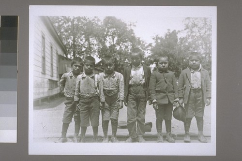 6 small school boys: Raymond Johnny, Anton Stansen, Chester Davis (46), Earl Hostler (118), Bob Oscar (123), Amos Little (14)