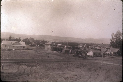 La Habra, looking north from packing house, 1915