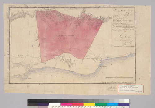 Ex mission lands [Santa Barbara County, Calif.] : belonging to R.S. Den, containing 4 leagues or 17,718 acres / surveyed March 1853 by G. Black, C.E. a[nd] V. Wackenreuder, Co. Surveyor