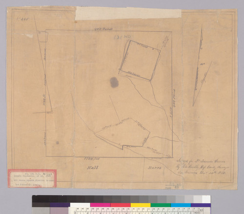 [Sketch of a lot 400 varas square, Mission San Dolores : San Francisco, Calif.] / Surveyed for Dn. Francisco Guerero by Milo Hoadley, Dep. County Surveyor