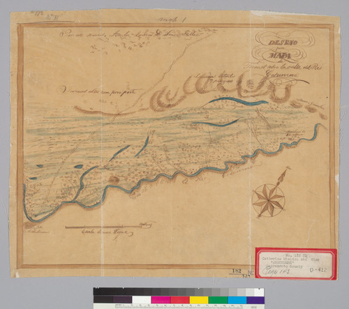 Deseño para mapa de terenos sobre la orilla del Rio Cosumne : [Rancho Omochumnes, Calif.]