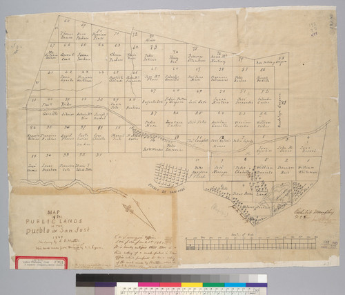 Map of the public lands of the Pueblo de San José , [Calif.] / The survey by J.D. Hutton