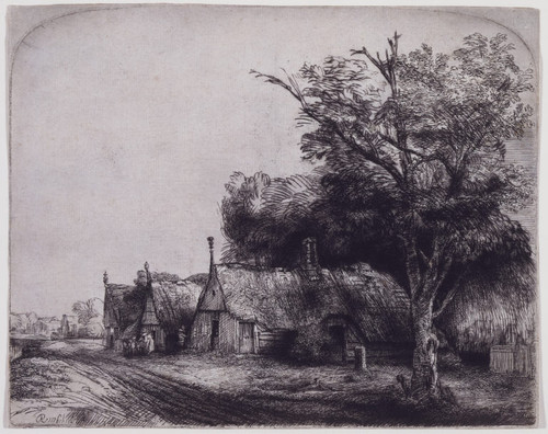 Landscape with Three Gabled Cottages beside a Road