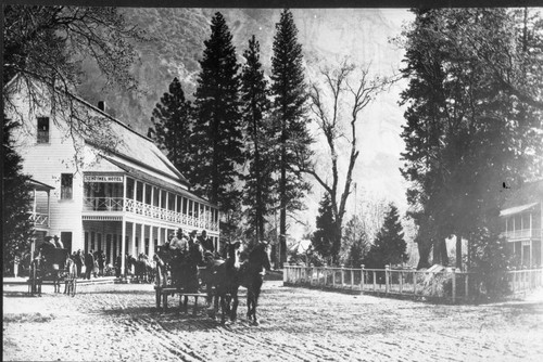 Arrival by Horsedrawn Stage coach to Sentinel Hotel in Yosemite