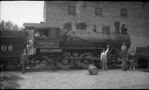 Southern Pacific Engine and Crew Arriving at El Prado Depot