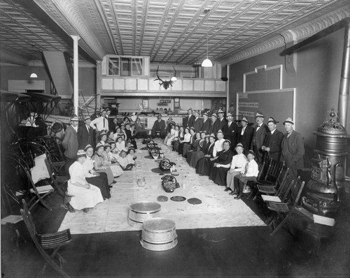 Group shotof an indoor picnic