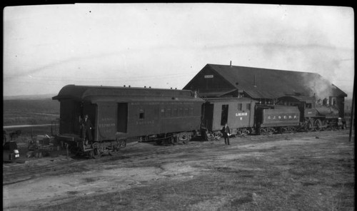 Southern Pacific Engine and Crew Arriving at El Prado Depot