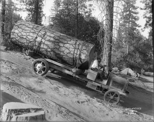 Truck Hauling a Log down a Steep hill from Routts Mill