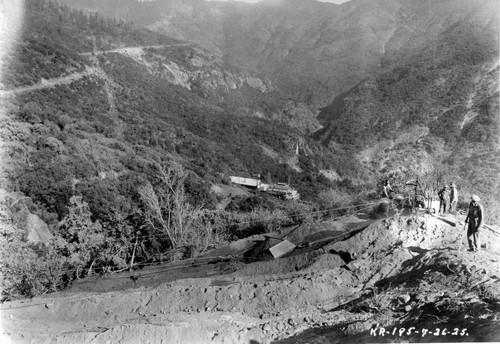 Bagley scaper excavating for Balch Penstock above road