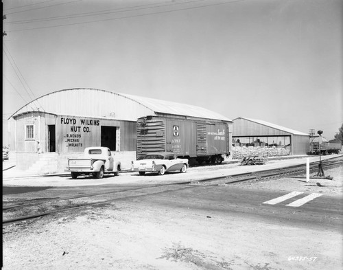 Railroad Box Car in Front of Floyd Wilkins Nut Company