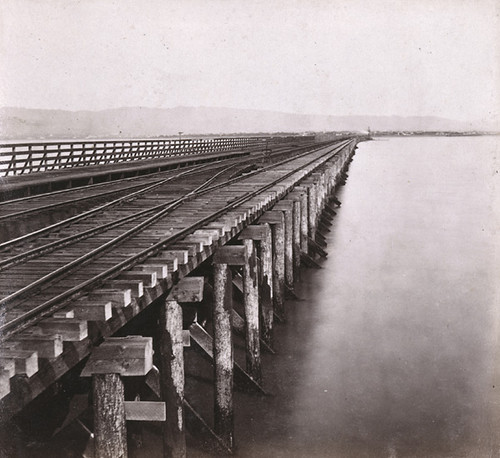 1472. Western Pacific Railroad Pier, San Francisco Bay--looking from the Ferry landing towards Oakland